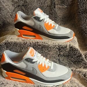 Nike Air Max 90 Men's Sneakers - White, Gray, and Orange